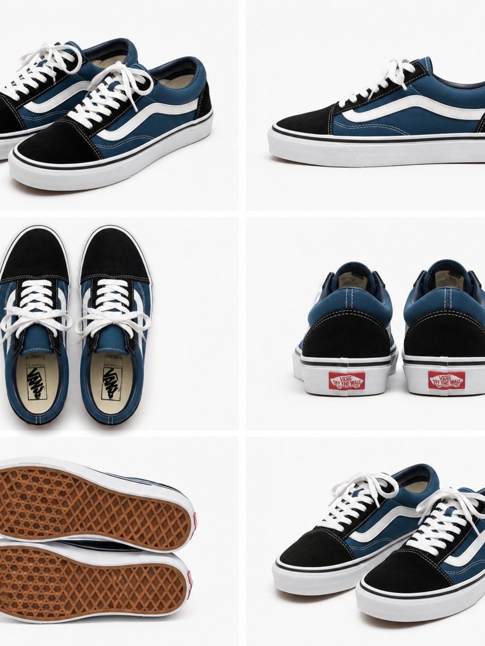 Vans Old Skool Sneakers in Black & Blue with White Stripe